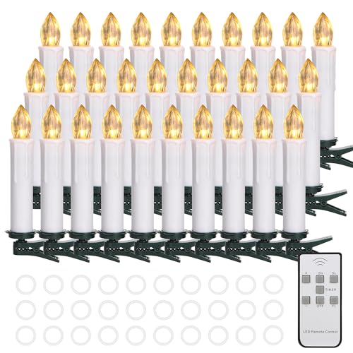 Cibnew Christbaumkerzen Kabellos Weihnachtskerzen Outdoor LED Kerzen...