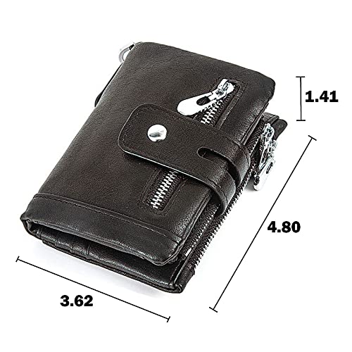 Small Wallet for Women, Rfid Blocking Leather Bifold Zipper Pocket Card Holder Western Vintage Clutch with Chain3