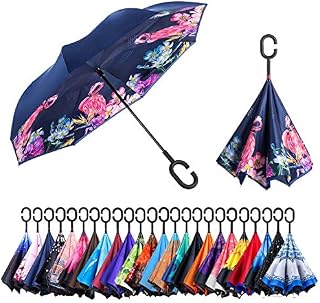 AmaGo Windproof Inverted Umbrella – UV Protection Double Layer Reverse Folding Long Self
