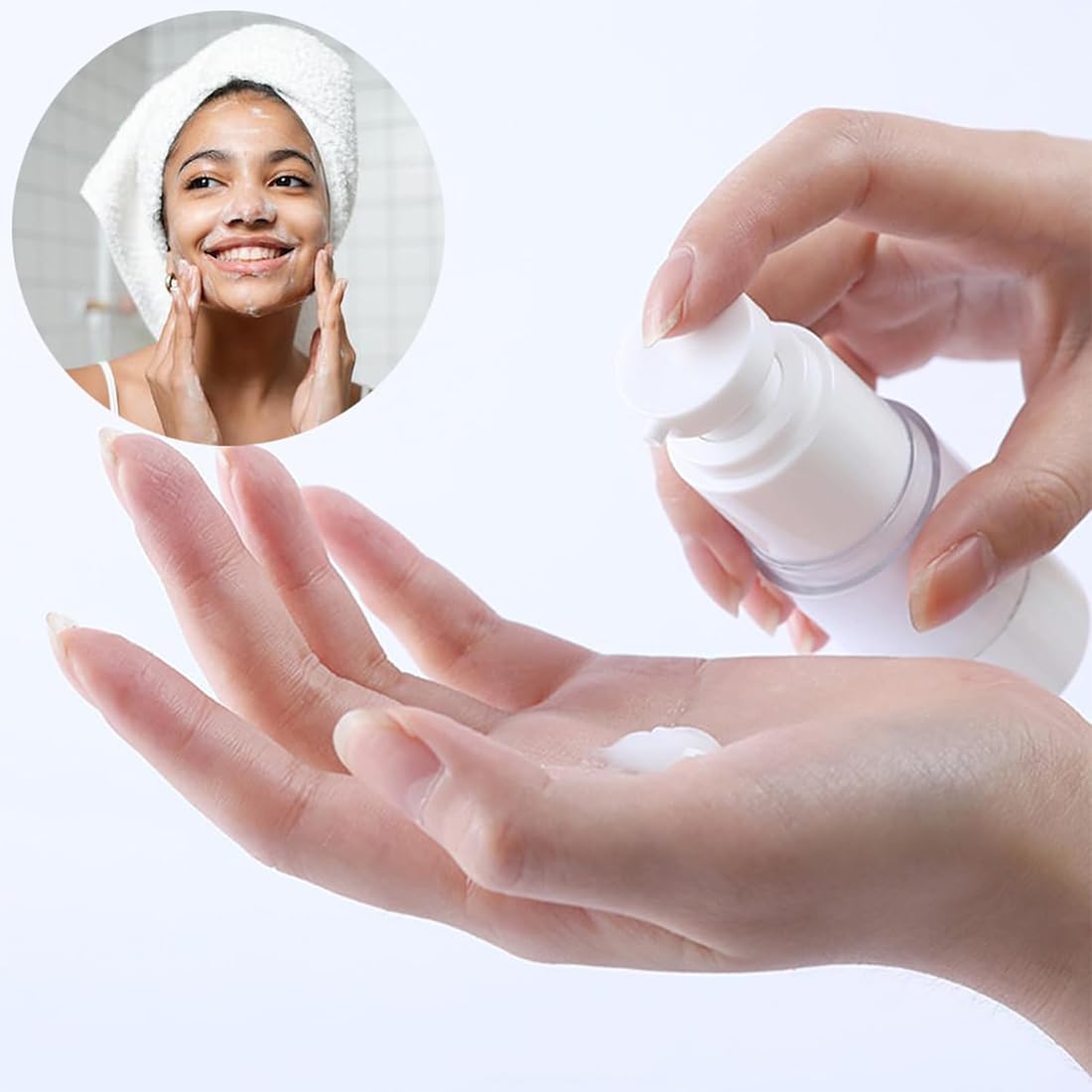 4 Pezzi 50ml Flaconi a Pompa Airless, Flaconi da Viaggio Trasparente, Airless Contenitore Crema Pump, Dispenser per Crema, Dispenser Cosmetico da Riempire, per Lozione, Fondotinta