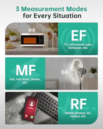 Image of ERICKHILL 3 in 1 EMF Detector, Rechargeable EF, RF, MF, WiFi,5G Detector | Electromagnetic Field Radiation Detector,Triple Alarm Modes, Type-C Charging, For Home, Office and Paranormal Investigation