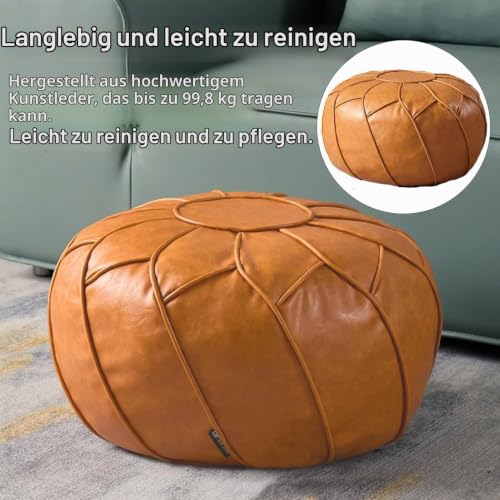 Louis Donné Pouf Bezug Rund mit Aufbewahrung, Ungefüllte Ottoman Fußhocker Abdeckung aus Wasserdichtem Kunstleder… – Ansicht 3