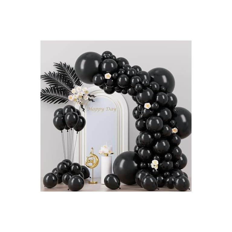 130pcs Black Balloons Different Sizes 18" 12" 10" 5" Party Latex Balloons for Birthday Graduation Baby Shower Anniversary New Year Holiday Party Decorations