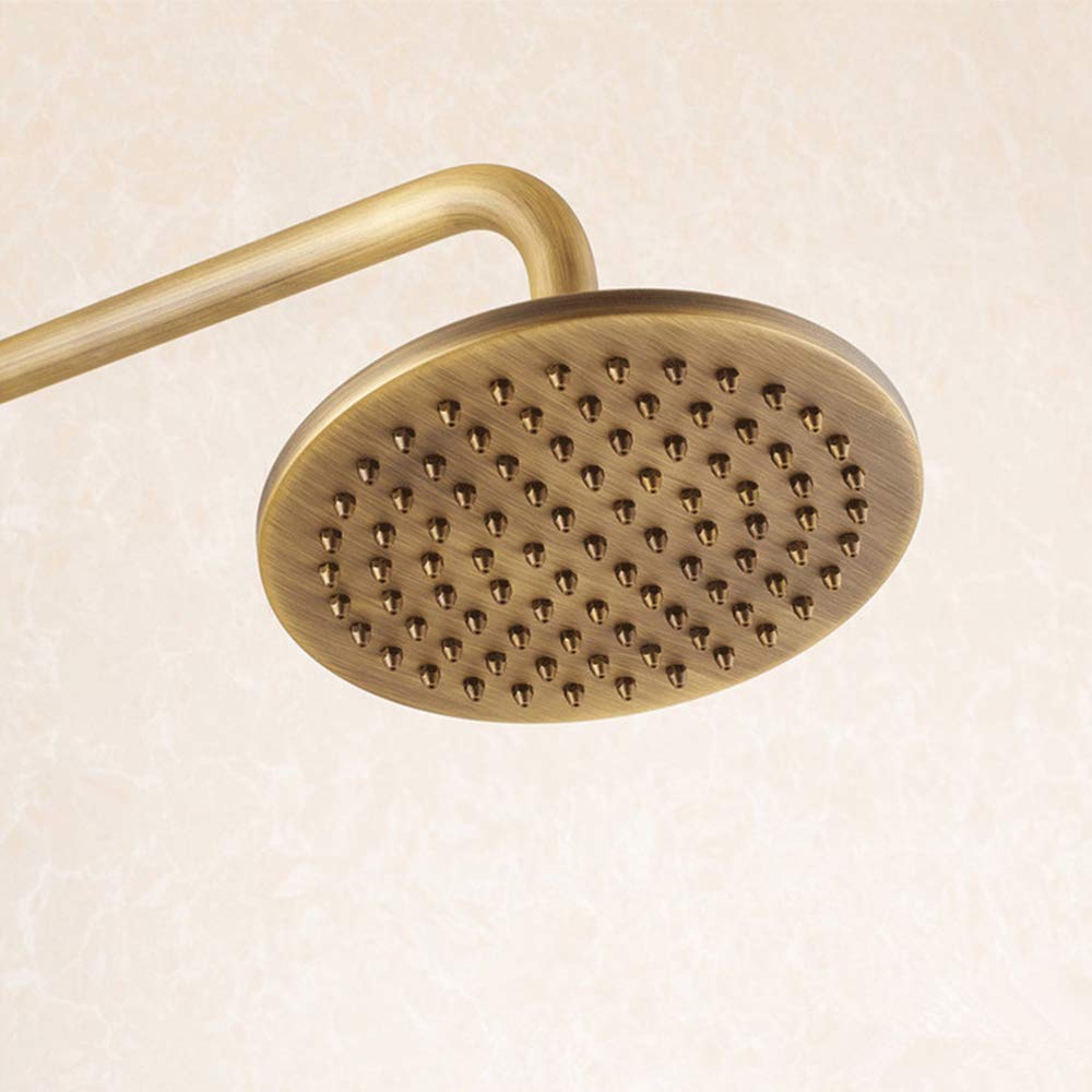 Zestaw prysznicowy Vintage Luxury Bathroom z mieszaczem ściennym i baterią prysznicową. System prysznicowy zawiera deszczownicę, słuchawkę prysznicową, kran wannowy, antyczny mosiądz.