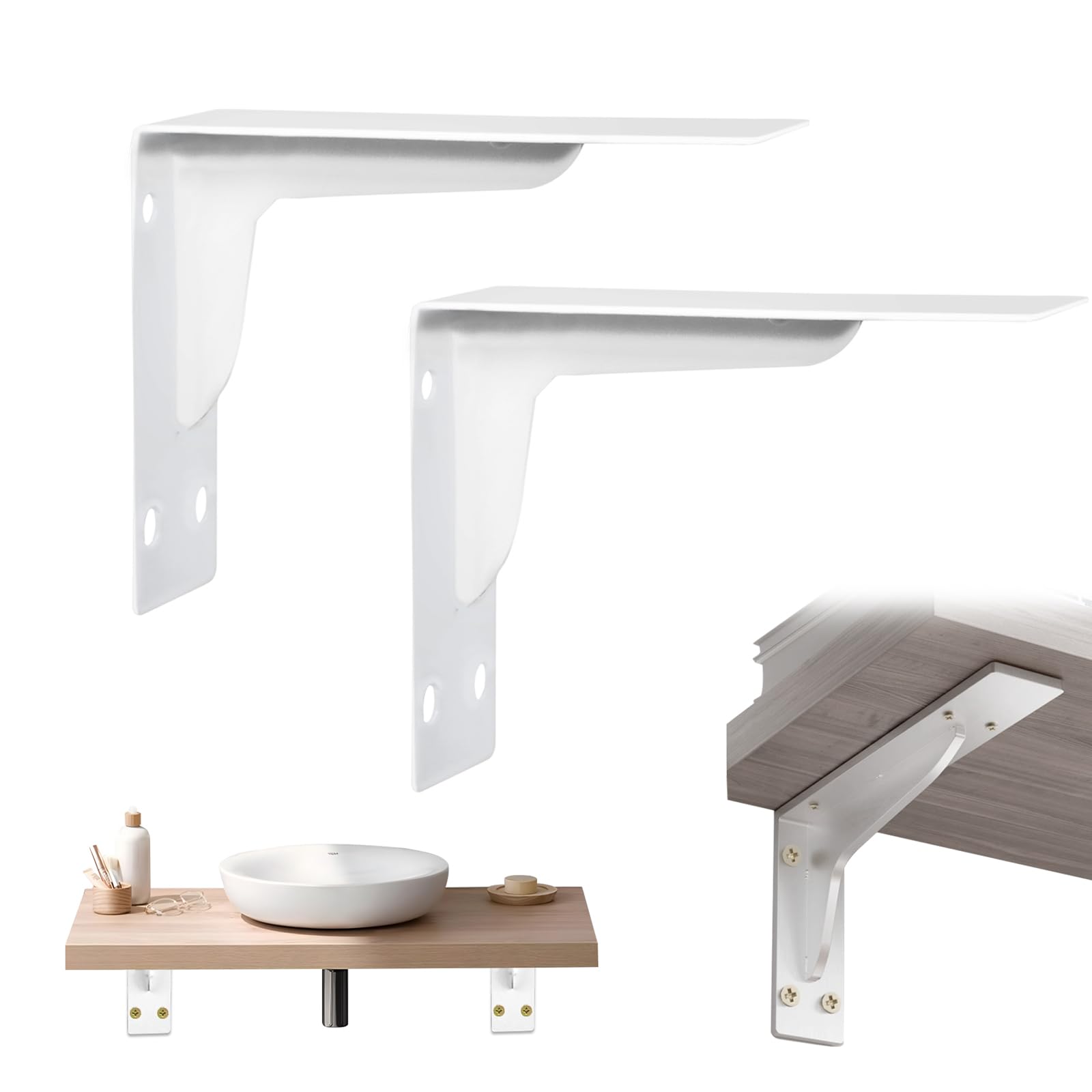 Equerre Charge Lourde,Equerre Etagere Murale,équerre étagère,Support Etagere Avec Vis à Expansion Métallique * 4, Vis Auto-Taraudeuses * 4, Equerre Etagere Murale Blanche 2 Pièces (190×140mm