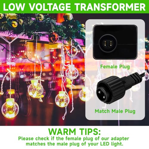 Image of 24V 6W Class 2 Power Supply LED Transformer Replacement IP44 Low Voltage Adapter for Christmas Tree String Light, Fairy Light, Net Light