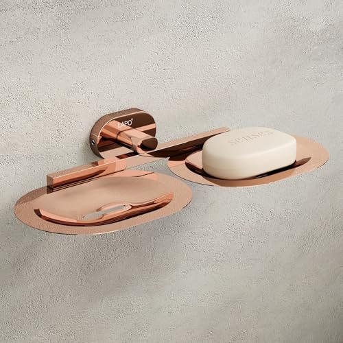 LAPO Kik 304 Stainless Steel Soap Dish Holder - Wall-Mounted Design - Suitable for Bathroom,Wash Basin - PVD Rose Gold Finish- Pack of 1