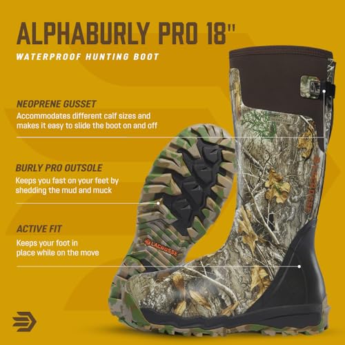 Image of LaCrosse Burly Rubber Hunting & Work Boots for Men - Waterproof ZXT Rubber with Foam Insulation, Top Strap, EVA Footbed, and Slip-Resistant Outsole