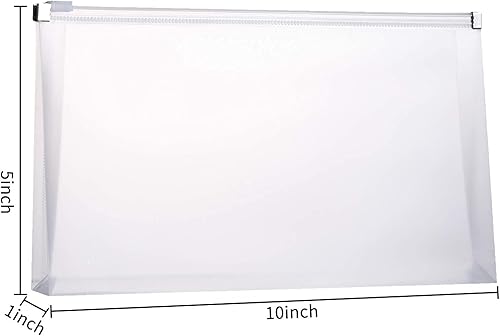 Vista 3 de Plastic Envelopes with Zipper, 5 x 10 Clear Poly Envelope Folder for Money Receipts Coupons Bills, 10 Packs
