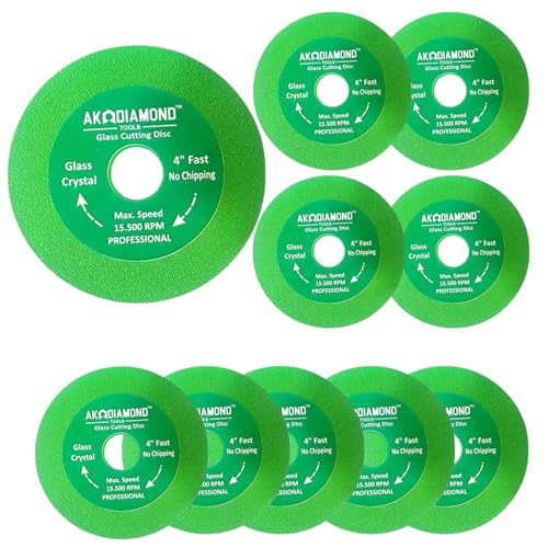 Image of AK DIAMOND Glass Cutting Disc, 4 Inch Glass Ceramic Cutting Disc for Angle Grinder, Diamond Ultra-Thin Saw Blade for Smooth Cutting, Grinding of Glass,Crystal, Wine Bottles, Tile (Green, 1 Pack) (10)