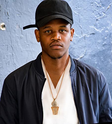 YOOESTORES82 14k Gold Basketball Chain Necklace, Hiphop Rhinestone Hoop Sports Pendant With Necklace2