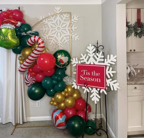 Image of HXBELTQ Christmas Balloons,55Pcs Red and Green Balloons, 12in Red Green Gold and White Balloon for Merry Christmas Theme Birthday Graduation Party Decorations