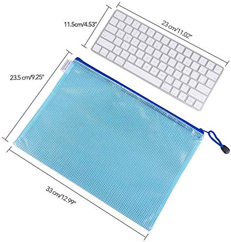 Vicloon Zip File Bag, A4 Größe Portable Mesh Dokument Tasche Farbig mit Reißverschluss für Kosmetik Büros Supplies Reise-Accessoires, 5 Farben (5pcs)