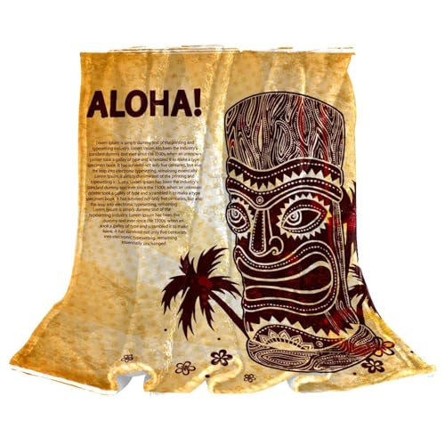 Couverture polaire vintage Aloha Tiki microfibre chaude et douce jeté de canapé 150x200cm