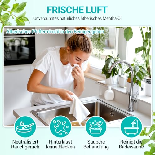 ENYORLI Ätherisches Pfefferminzöl 100ml Pfefferminzöl 100% Natürlich für Haut, Gesicht, Haare, Aromatherapie, Diffusoren, Kerzenherstellung, Massage, Hauspflege, äußere Anwendung mit Pipette