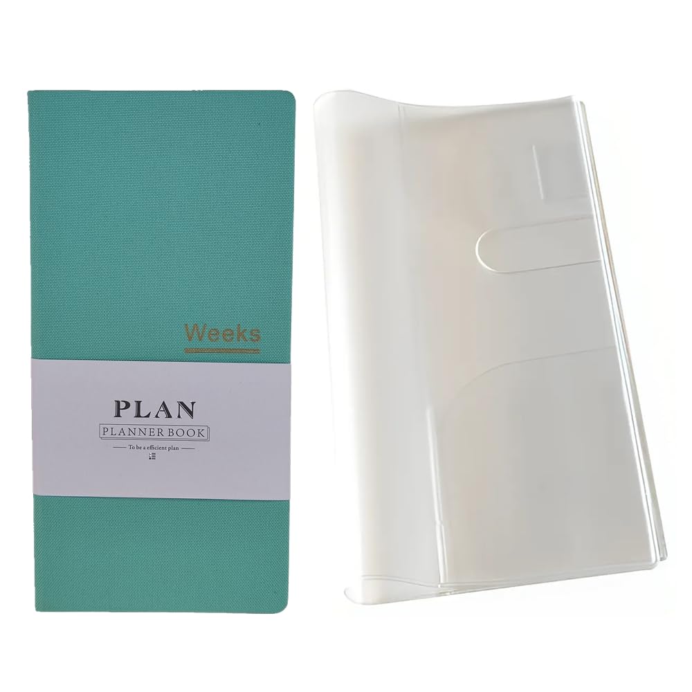 Pocket Monthly Weekly Planner Undated Weekly Planner 144 Pages Notebook Organiser Agenda (light blue with cover)