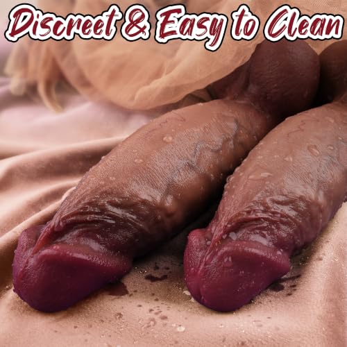 Image of 8INCH Thick Curved Huge Dildo for Women, Dual-Density Realistic Silicone Adult Sex Toy with Full-Belly Shape & Strong Suction Cup for Solo or Strap-On Play
