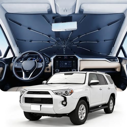 DMJN Umbrella Windshield Sun Shade for Toyota 4Runner (2017-2026) Car Sunshade for Front Windshield [Nano Ice-Crystal Coatings] UPF50+ Heat & UV Block Protect Interior & Keep Cooler