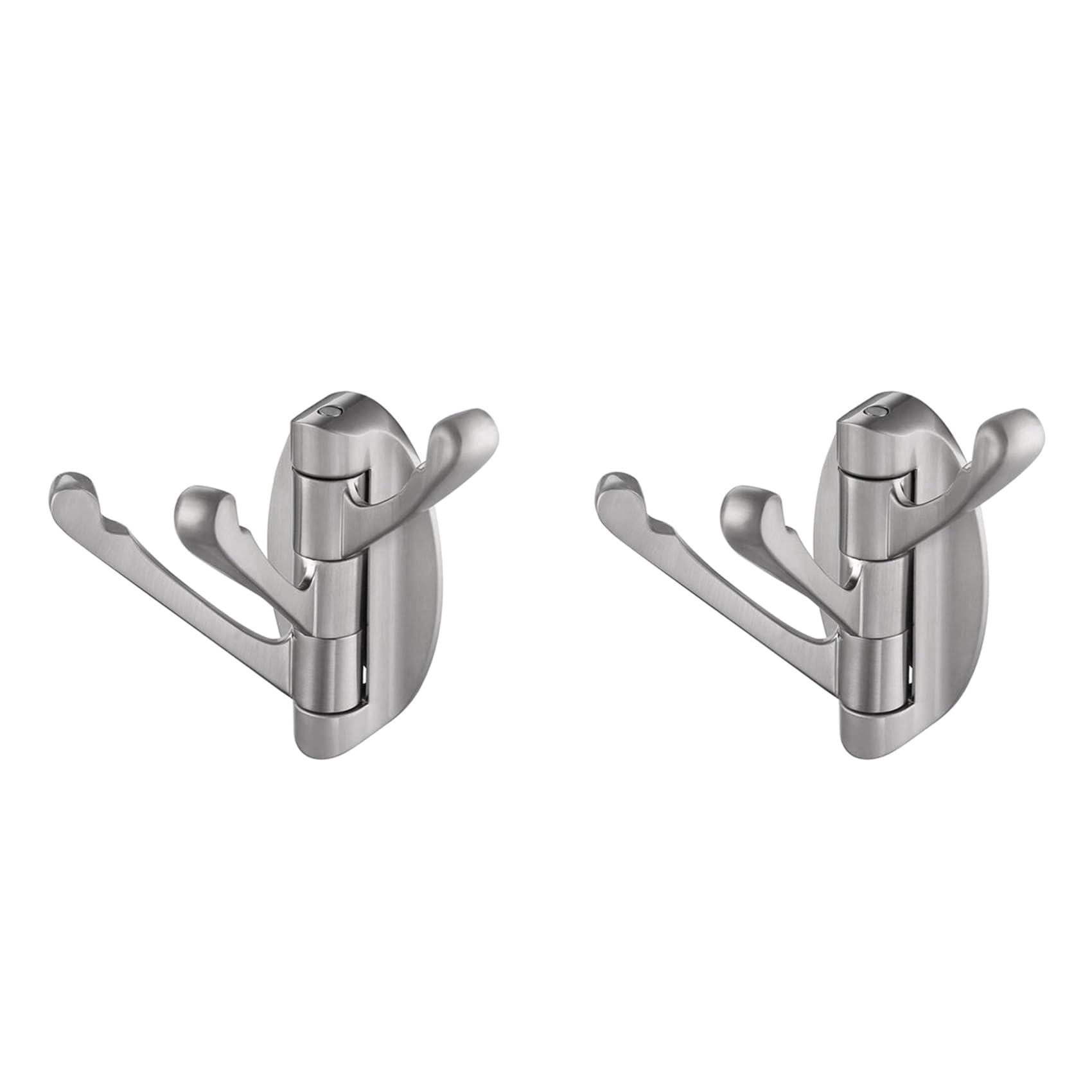 Aundhegrtt Nickel Brushed 2X Swivel Hook Solid Metal Foldable Towel Hook, Swivel Arm Swing Arm Triple Coat Hook Hanger, Wall-Mounted