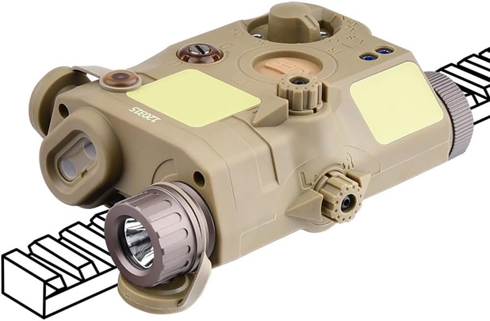 Nylon PEQ15 Aiming Box Laser Sights(with Red/Green/Blue Laser+IR Fill Light+Strobe White LED Flashlight), & Modular Remote Pressure Switch & Pressure Switch Mount Slot Fit M&K System, Tan
