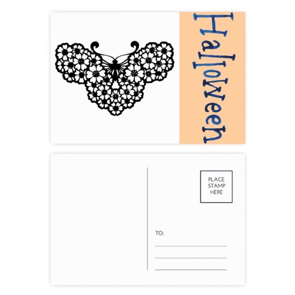 Cartes postales d'Halloween papillon floral : écrivez de magnifiques vœux originaux sans bavure