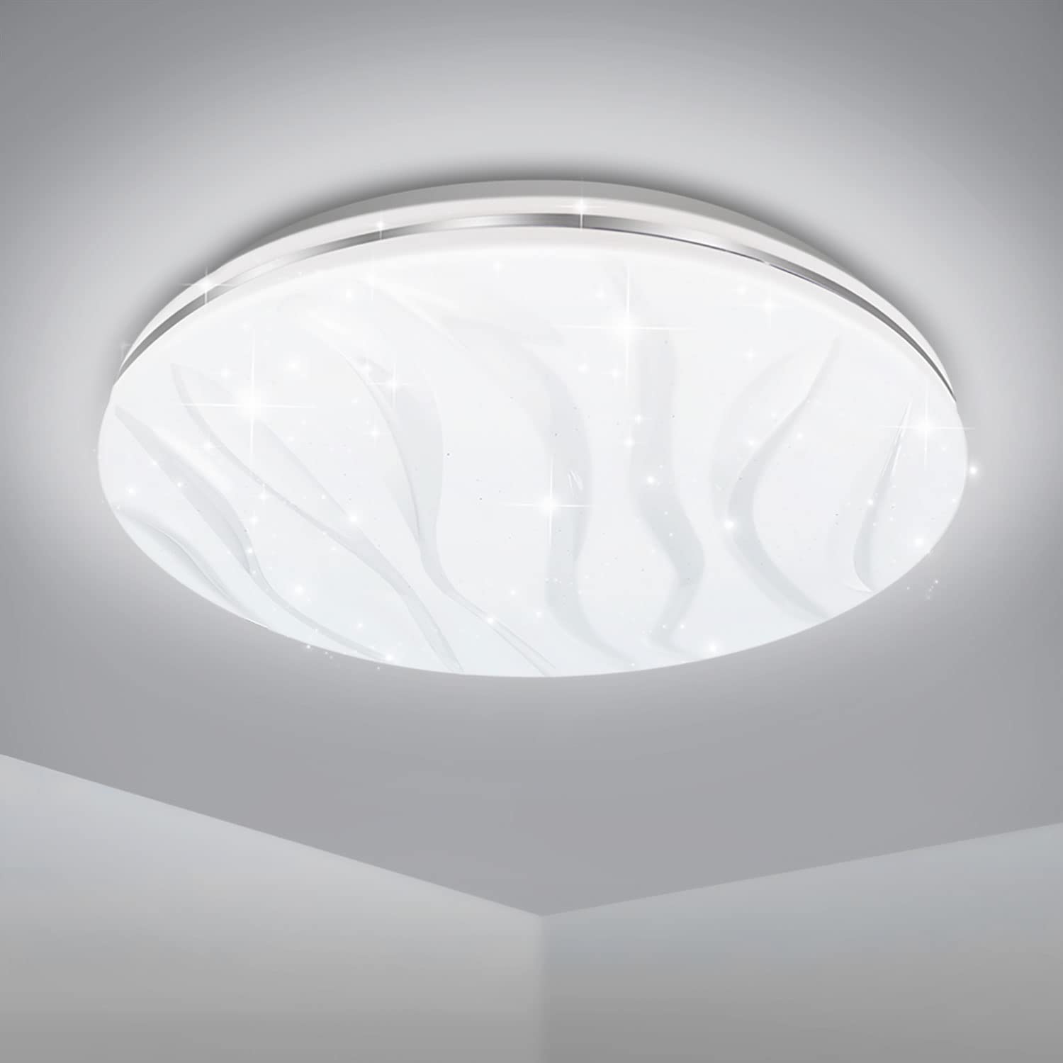 EXTRASTAR 12W LED Ceiling Light, 1200LM, 83W Equivalent, Cool White 6500K Daylight Round Modern Ceiling Lightning for Living Room, Bedroom, Kitchen, Balcony, Corridor, Office and More, Ø 260mm