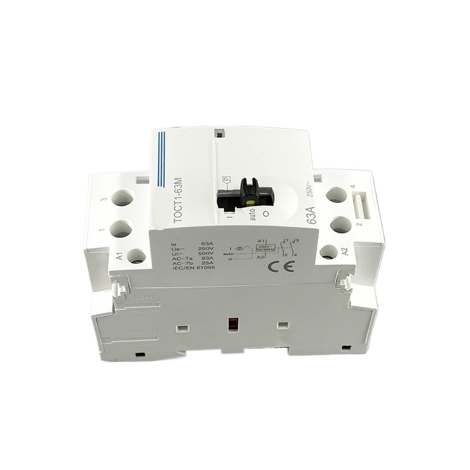 Stycznik modułowy AC do użytku domowego na szynie DIN 2P 63A 220V/230V 50/60 Hz z ręcznym przełącznikiem sterującym 2NO lub 1NO 1NC lub 2NC 1 szt. (2NO)