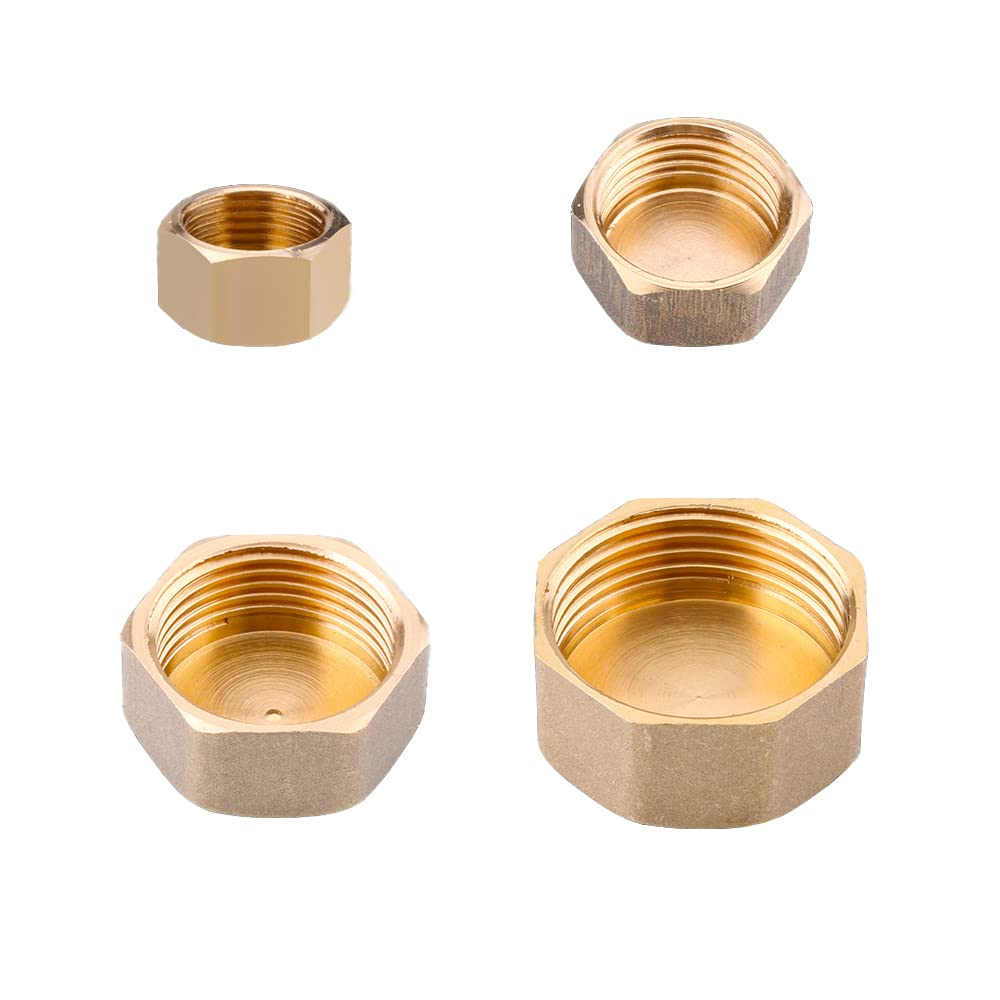 4 Pack Brass Hose Cap Female Thread End Cap Connector High Temperature Resistance Size DN20 3/4''(25mm) Gold