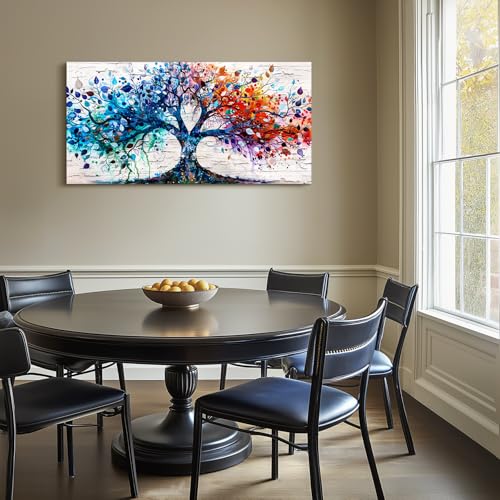 SERIMINO Tree of Life Large Wall Art Prints, Spiritual Tree Office Decor Paintings, Plant Abstract Canvas Art Wall Decor, Colorful Aesthetic House Decorations Living Room Bedroom Wall Pictures 24"X48"