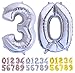 Balon numer 30 srebrny; olbrzymi balony cyfry 3 0 foli dekoracja na przyjęcie urodzinowe wesele duży rozmiar 70 cm z akcesoriami do nadmuchania powietrza lub helem