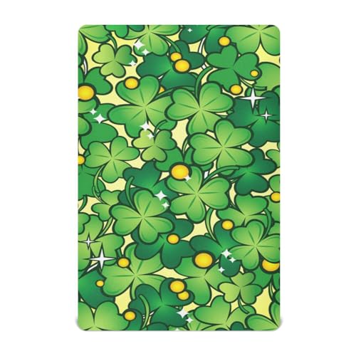 Moudou St. Patrick's Day Clover Playard Sheet for Boy Girls, Soft Breathable Fitted Toddler Sheet for Standard Playard Bed Mattress, 39 x 27 x 5 Inch