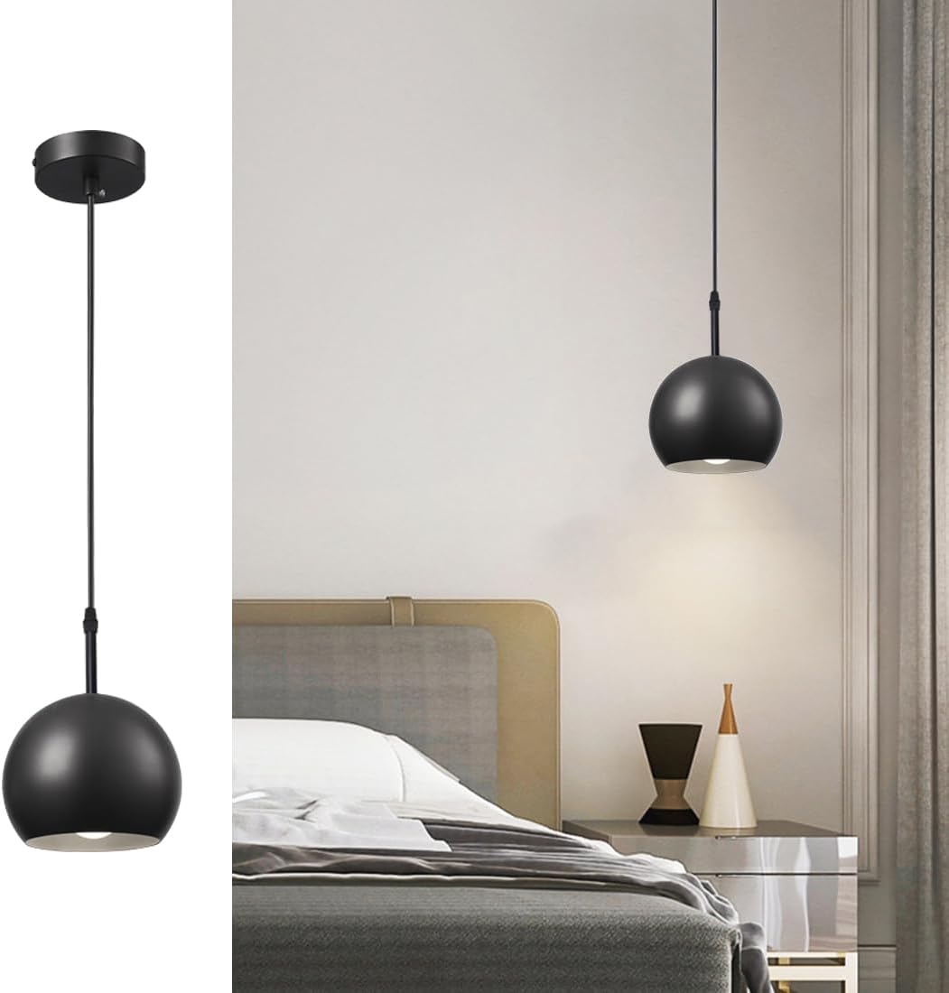 Gold Pendant Lights Small Vintage Hanging Lights with Metal Globe Shade Mid Century Modern Pendant Lighting for Kitchen Island Living Dining Room Bedroom Loft (Gold)