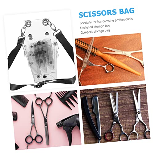 Bolsa para tijeras de peluquero con diseño transparente y correa de cintura gris ajustable 6