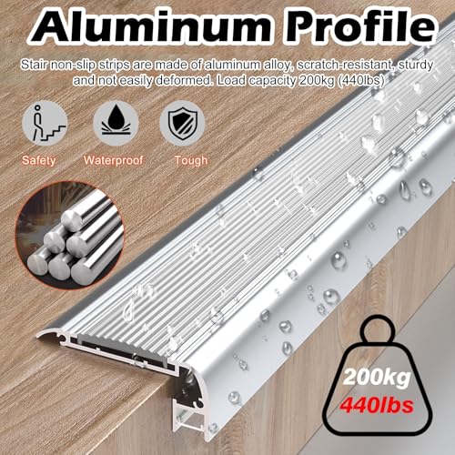Protectores LED de aluminio para escalera con tapas y canal de escalón de superficie 4