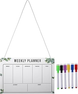 週間メニューボード:ホワイトボード用アクリルカレンダー 11.8インチ x 7.8インチ - 壁掛けプランナーボード キッチンメニュー 冷蔵庫スケジュールパッド マーカー付き