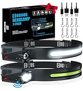 COSOOS Original 2 Rechargeable Headlamps, Bright LED Headlamp Flashlight 1000 Lumen, 230 ° Wide B...