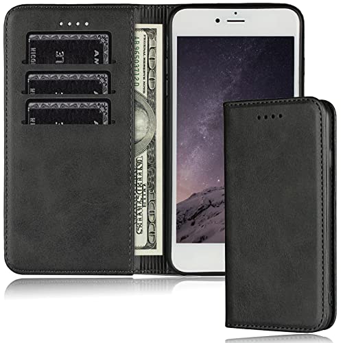 FROLAN for iPhone SE 3/2 (2022/2020 Edition), iPhone 8/7 Wallet Case, 4.7 Inch, with Credit Card Holder Slot Premium PU Leather Strong Magnetic Flip Folio Drop Protection Shockproof Cover (Black)