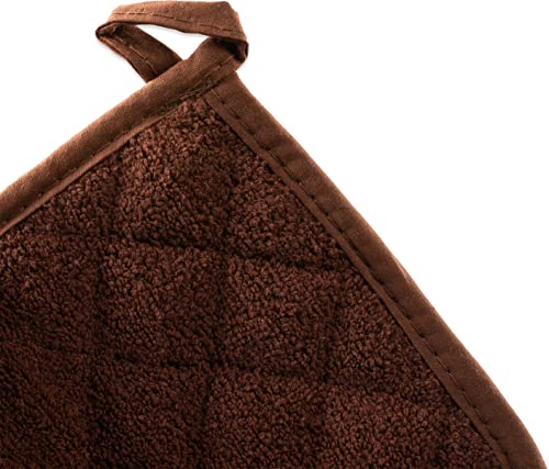San Jamar Cotton Terry Cloth Square Potholders, 8 Inches, Brown, (Pack Of 12) #TOP1