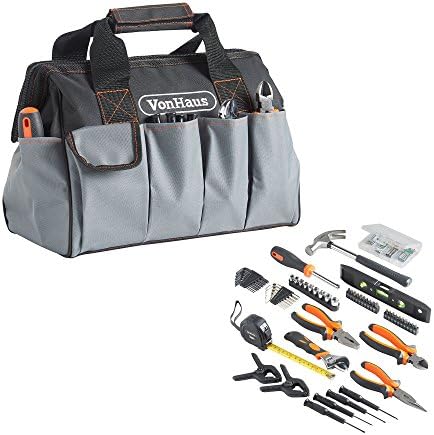 VonHaus Tool Set - 92pcs Tool Kits for Home DIY Tasks - Household Tool Kit for Beginners - Includes Wrench, Hammer, Sockets, Screwdriver and More - Home Tool Kit Set and Durable Carry Bag