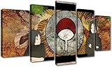 Oil Painting Canvas Framed Art Anime Uchiha Clan Sasuke and Itachi Set of 5 Ready To Hang (Framed)(59x33Inch)