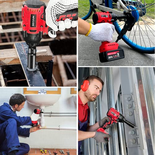 Seyvum Impact Wrench,1/2" Impact Gun, Power Impact Driver Max Torque 320 Ft-Lbs (430N.m), Cordless Impact Wrench With 20V Brushless Motor, 3.0Ah Li-Ion Battery With Fast Charger, 4 Pcs Impact Sockets #TOP7
