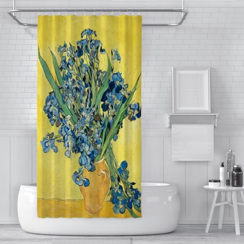Rideau de douche iris jaune 180x180cm étanche avec crochets - 3
