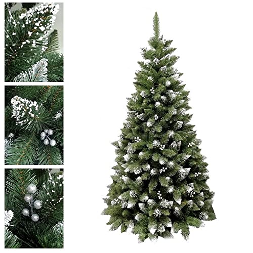 Weihnachtsbaum Fichte Tannenbaum Perle Glaskugeln Schnee Schneetanne 150cm 180cm Künstlicher Christbaum Tanne Weihnachten Weihnachtsschmück (150cm) Cover