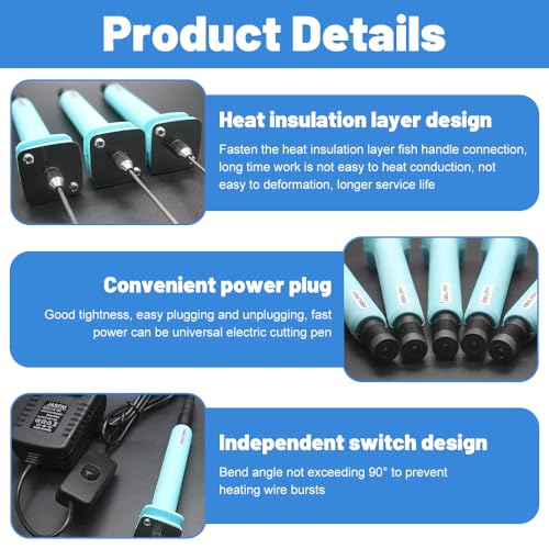 PLLYPE 20cm elektrischer Schaumstoffschneider, elektrischer Schneidstift 100-240V, Styroporschneider für Styropor, Wärmeschneiden Gravierstift, Schaumschneider, Heißdrahtschneider für Schnittkanten