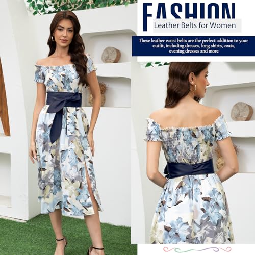 3 Pack Women Obi Belt Fashion PU Leather Wide Waistband Knotted Belt for Dress4