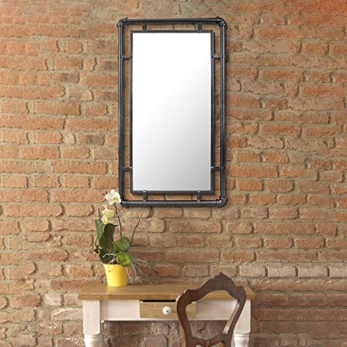Stonebriar SB-6262A 29.1 Inch X 16.7 Inch Rectangle Industrial Black Metal Pipe Wall Mirror thumb #5