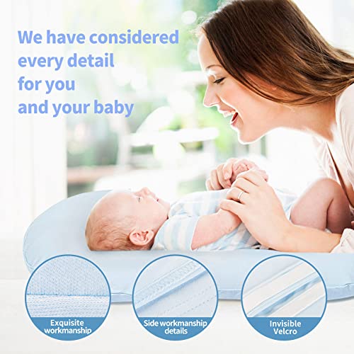 Image of Pucmaoci Organic Waterproof Baby Lounger Covers 2 Pack| GOTS Certified 100% Cotton| Removable Cover with Waterproof Liner | Machine Washable and Dry (Cover only)（Blue & Green)