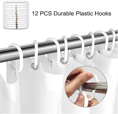 Miniatura 4 de Juego de 4 piezas de baño de Navidad con cortina de ducha, alfombras, cubierta de tapa de inodoro y tapete de baño, árbol de Navidad, Papá Noel,