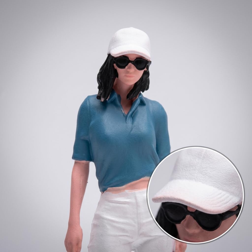 Estatua Femenina en Miniatura Tallada con y Sombrero para Exposiciones en Dioramas y Arreglos corativos Acuada para Regalo en Cumpleaños, Mujer de Moda con Gorra, Escala 1/24
