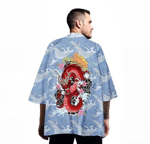Image of Women's and Men Kimono Cardigan Japanese Long Sleeves Lightweight Open Front Coat Tops